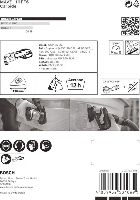 Bosch EXPERT Sanding Plate MAVZ 116 RT6 list testere za višenamenske alate od 116 mm - 2608900054