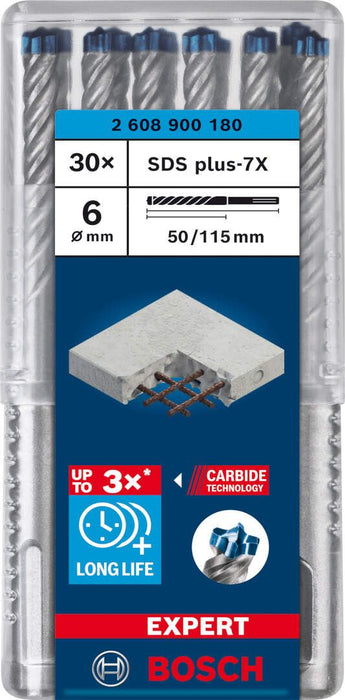 Bosch EXPERT SDS plus-7X burgija za udarne bušilice od 6 x 50 x 115 mm, 30 delova - 2608900180