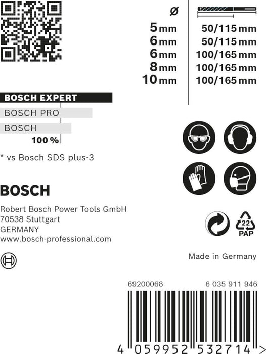 Bosch Komplet EXPERT SDS plus-7X burgija za udarne bušilice od 5/6/6/8/10 mm, 5 delova - 2608900197