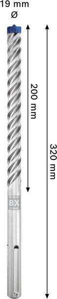 BOSCH EXPERT SDS max-8X burgija za udarne bušilice od 19 x 200 x 320 mm - Burgija čekić SDS-maks. 8X-19X200X320 (2608900226)-SBT Alati Beograd