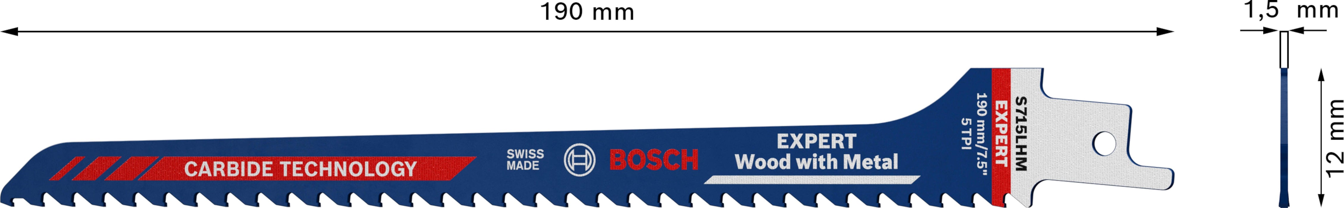 Bosch EXPERT „Wood with Metal“ S 715 LHM list univerzalne testere, 1 deo - 2608900384