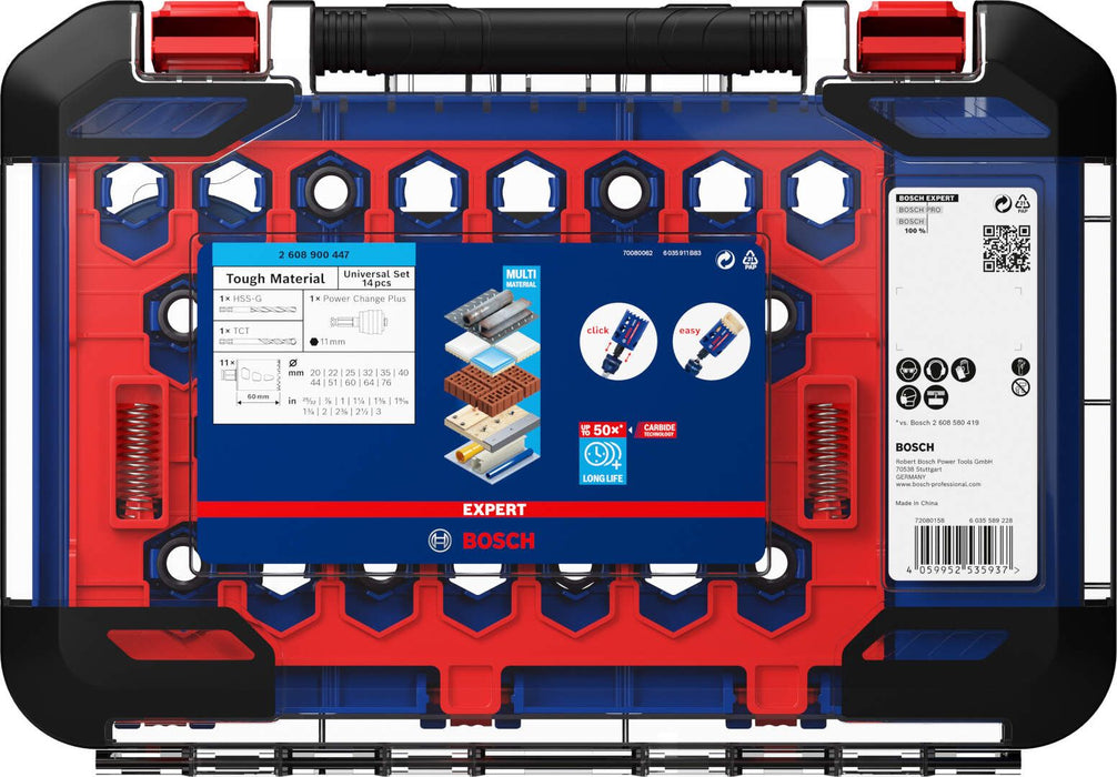 Bosch Komplet EXPERT Tough Material testera za otvore od 20/22/25/32/35/40/44/51/60/64/76 mm, 14 delova - 2608900447