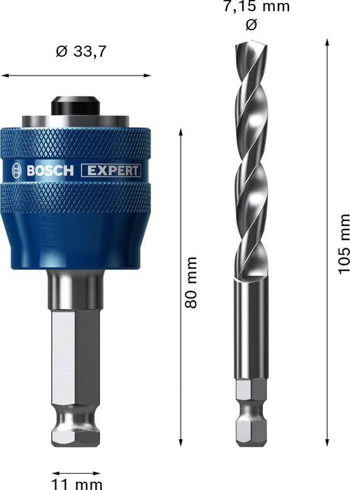 Bosch Adapter sistema EXPERT Power Change Plus testera za otvore od 11 mm, HSS-G Drill 7,15 x 105 mm, 2 dela - 2608900527
