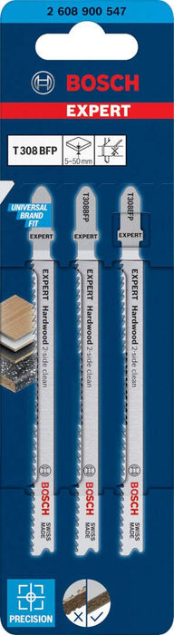 Bosch EXPERT „Hardwood 2-side clean“ T 308 BFP list ubodne testere, 3 dela - 2608900547