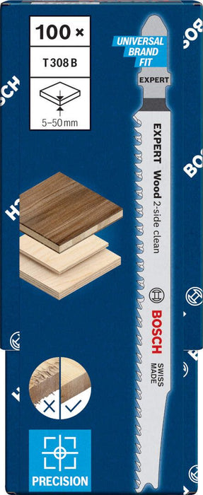 Bosch EXPERT „Wood 2-side clean“ T 308 B list ubodne testere, 100 delova - 2608900553