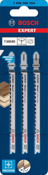 Bosch EXPERT „Wood 2-side clean“ T 308 BO list ubodne testere, 3 dela - 2608900554