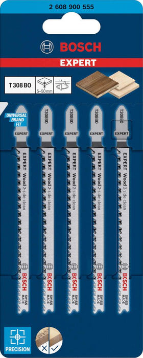 Bosch EXPERT „Wood 2-side clean“ T 308 BO list ubodne testere, 5 delova - 2608900555