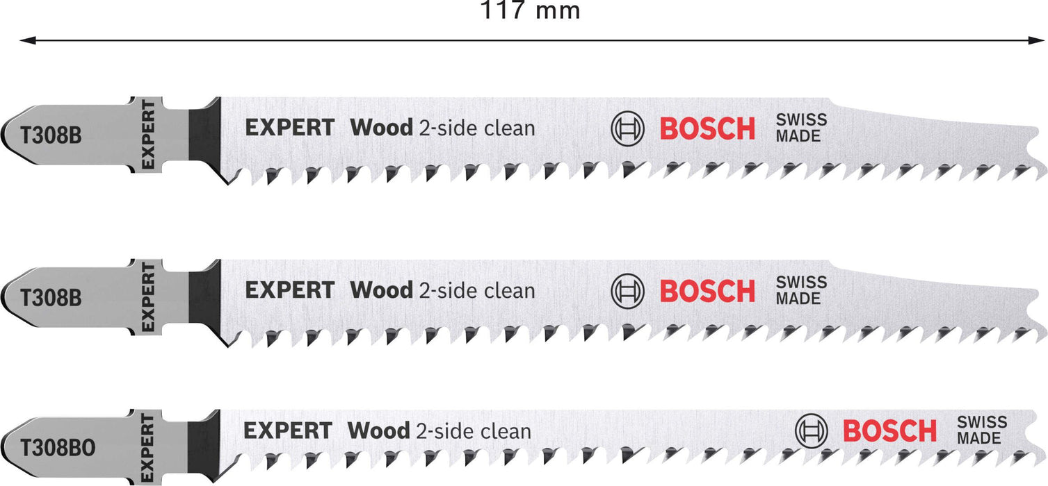 Bosch 3-delni komplet EXPERT „Wood 2-side clean“ listova ubodne testere T308B/BO - 2608900559