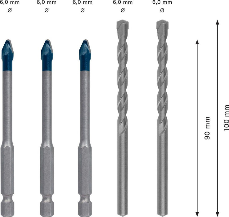 Bosch Kombinovani komplet EXPERT HEX-9 HardCeramic burgija od 6 mm, 5 delova - 2608900596