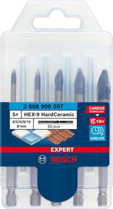 Bosch Komplet EXPERT HEX-9 HardCeramic burgija od 4/5/6/8/10 mm, 5 delova - 2608900597