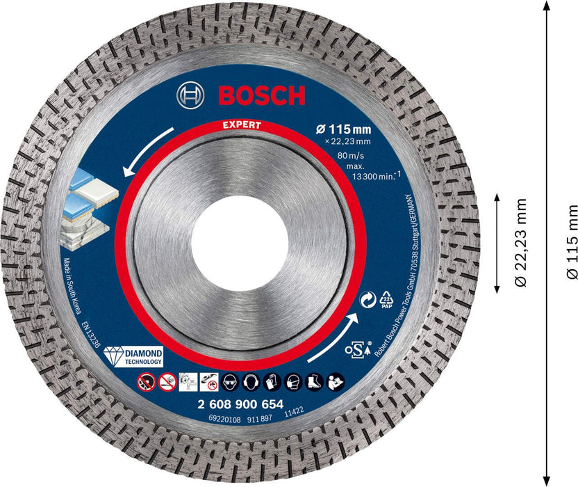 Bosch EXPERT HardCeramic dijamantska rezna ploča od 115x22,23x1,4x10 mm - 2608900654