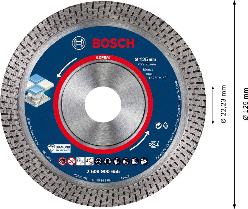 Bosch EXPERT HardCeramic dijamantska rezna ploča od 125 x 22,23 x 1,4 x 10 mm - 2608900655