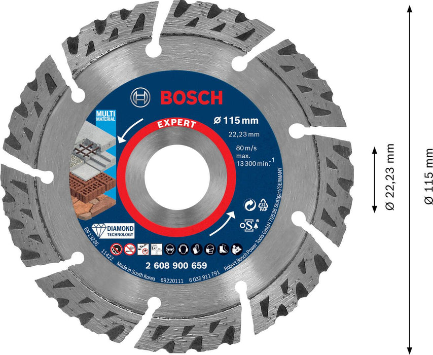 Bosch EXPERT MultiMaterial dijamantska rezna ploča od 115 x 22,23 x 2,2 x 12 mm - 2608900659