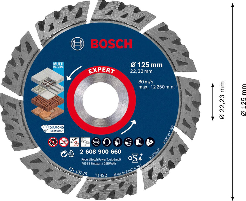 Bosch EXPERT MultiMaterial dijamantska rezna ploča od 125x22,23x2,2x12 mm - 2608900660