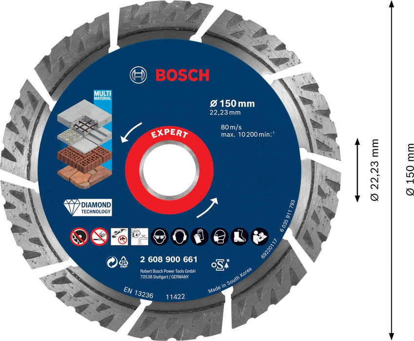 Bosch EXPERT MultiMaterial dijamantska rezna ploča od 150 x 22,23 x 2,4 x 12 mm - 2608900661