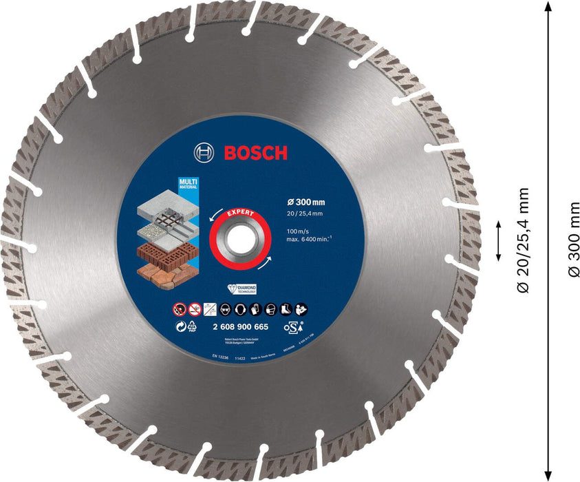 Bosch EXPERT MultiMaterial dijamantska rezna ploča od 300 x 20/25,40 x 3 x 15 mm - 2608900665