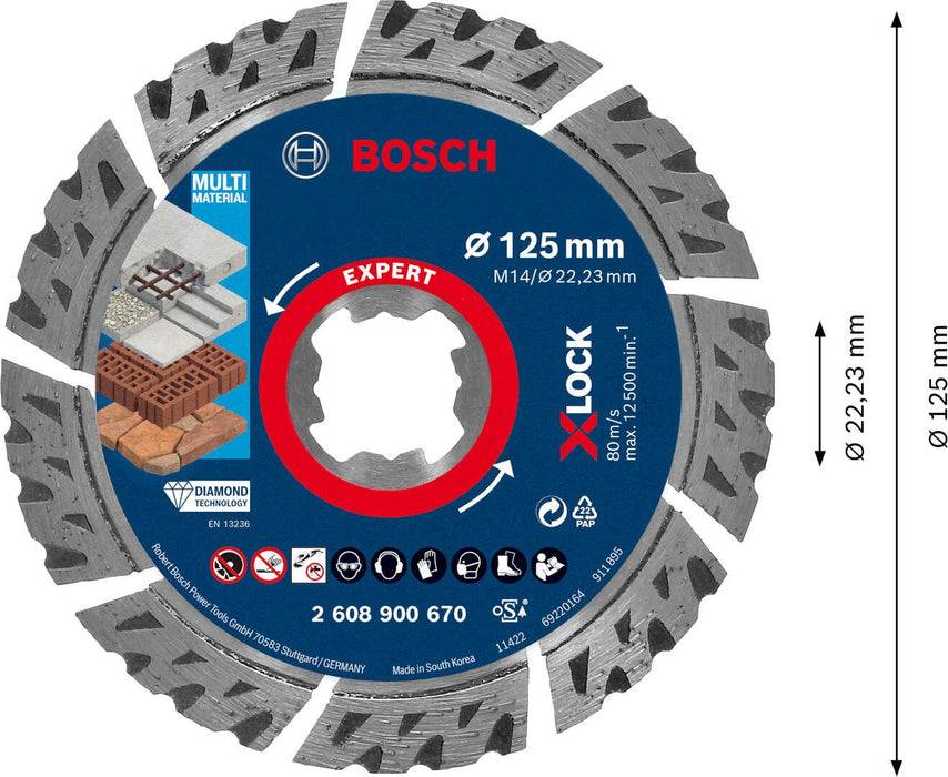 Bosch EXPERT MultiMaterial X-LOCK dijamantska rezna ploča od 125x22,23x2,4x12 mm - 2608900670