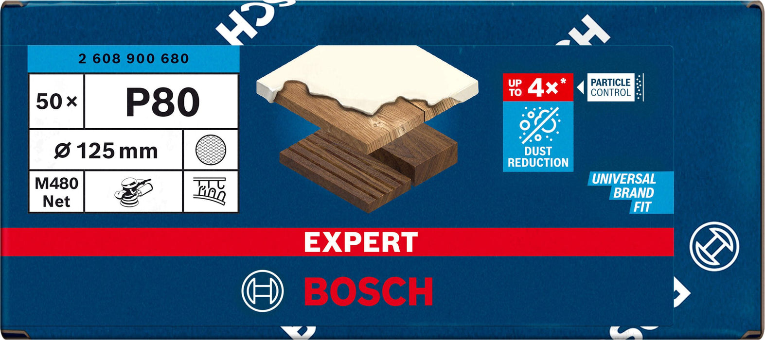 Bosch EXPERT M480 brusna mreža za rotacione brusilice od 125 mm, G 80, 50 delova - 2608900680