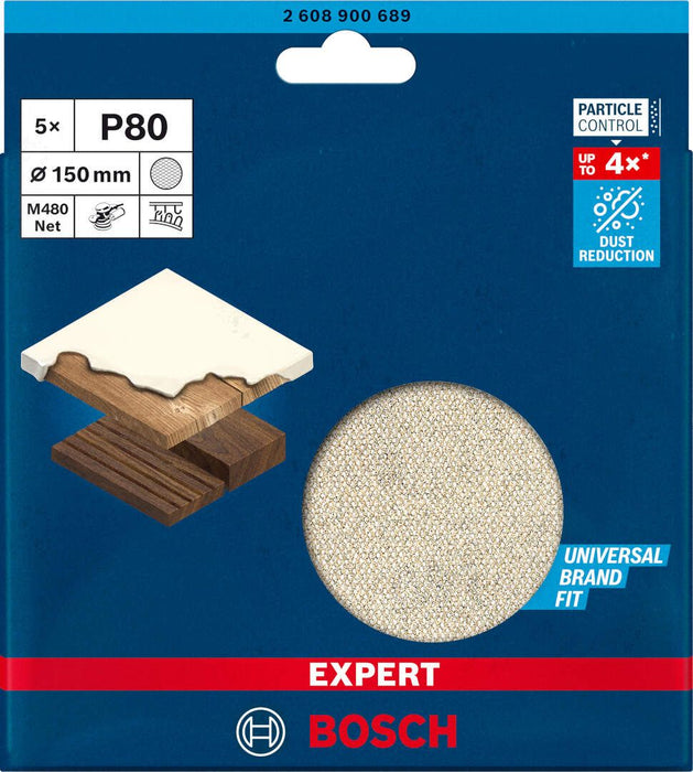 Bosch EXPERT M480 brusna mreža za rotacione brusilice od 150 mm, G 80, 5 delova - 2608900689