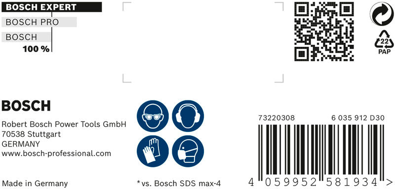BOSCH EXPERT SDS max-8X burgija za udarne bušilice 1/2 x 8 x13 - Burgija čekić SDS-maks. max-8X EXPERT (2608901343)-SBT Alati Beograd