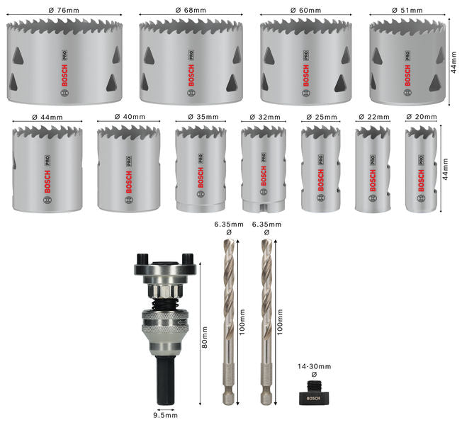BOSCH Set PRO Multi Material testera za otvore sa Q-Lock steznom glavom, 15 kom. - Komplet testera za otvore T MM B 15P Set (2608901549)-SBT Alati Beograd