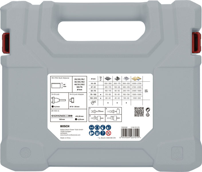 BOSCH Set PRO Multi Material testera za otvore sa Q-Lock steznom glavom, 15 kom. - Komplet testera za otvore T MM B 15P Set (2608901549)-SBT Alati Beograd