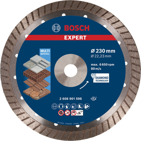 BOSCH EXPERT MultiMaterial dijamantska rezna ploča od 230 x 22,23 x 2,4 x 15 mm - EXPERT MultiMaterial Turbo 230mm (2608901598)-SBT Alati Beograd