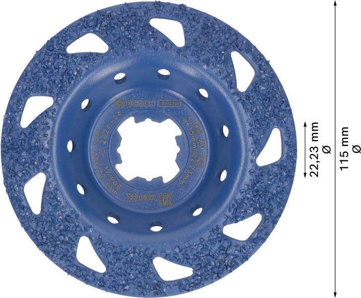 BOSCH EXPERT Multi Material Carbide glava za brušenje, srednja, pod uglom, X-LOCK, 115 mm, 22,23 mm - Lončasti disk za brušenje EXPERT Carbide (2608901688)-SBT Alati Beograd