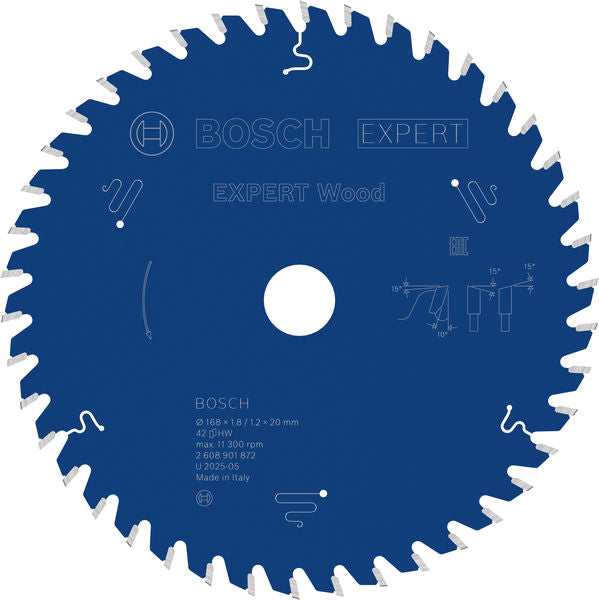 BOSCH EXPERT Wood list kružne testere, 168×1,8/1,2×20 mm, T42 - List testere ExpfW 168x20x1.8 mm 42Z (2608901872)-SBT Alati Beograd