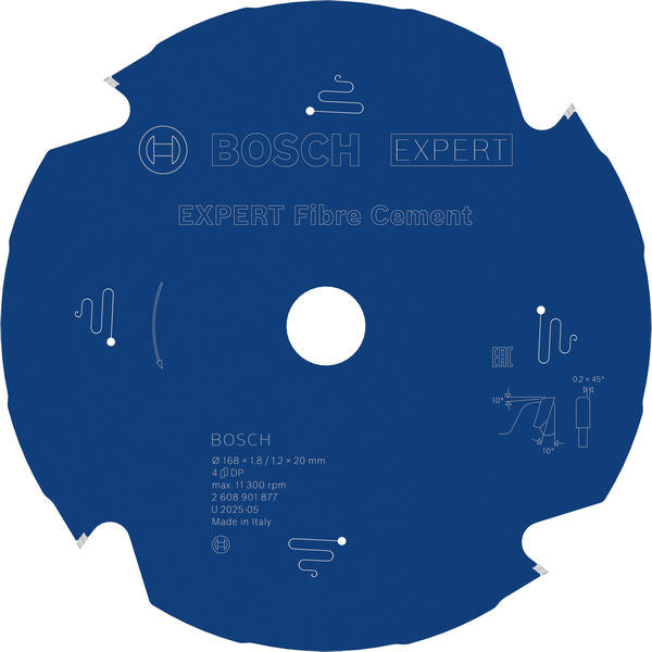 BOSCH EXPERT Fibre Cement list kružne testere, 168×1,8/1,2×20 mm, T4 - List testere ExpfFC 168x20x1.8 mm (2608901877)