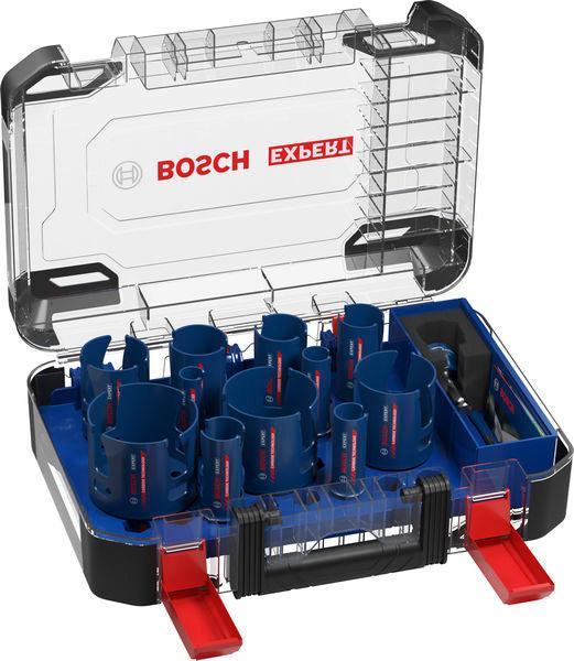 BOSCH EXPERT Construction Material Power Change Plus set testera za otvore, 20; 22; 25; 32; 35; 40; 44; 51; 60; 68; 76×60 mm, 15 delova - Testera za otvore P CM T 15p Set (2608901950)-SBT Alati Beograd
