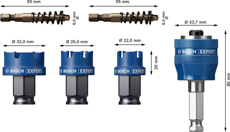 BOSCH EXPERT Sheet Metal Power Change Plus testera za otvore, 22; 25; 32×5 mm, 6 delova - Testera za otvore P SM T 3p Set (2608901963)-SBT Alati Beograd