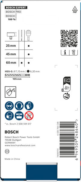 BOSCH EXPERT Power Change Plus sa vodećom burgijom, Ø7,15×60×105 mm, 2 dela - Telo za prihvat P AP H 7.15x105 (2608901966)-SBT Alati Beograd