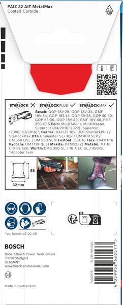 BOSCH EXPERT PAIZ 32 AIT MetalMax list testere za uranjajuće rezove, 32×55 mm - List testere za uranjanje RBE - 1ER PAIZ (2608902068)-SBT Alati Beograd