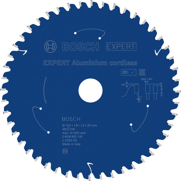 BOSCH EXPERT Aluminium cordless list kružne testere, 150×1,8/1,3×20 mm, T48 - List kružne testere EX AL H 150x20-48 (2608902118)-SBT Alati Beograd