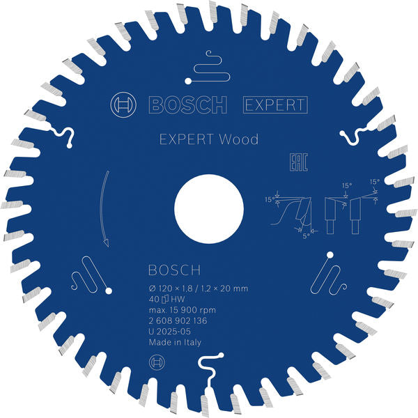 BOSCH EXPERT Wood list kružne testere, 120×1,8/1,2×20 mm, T40 - List kružne testere EX WO H 120x20-40 (2608902136)-SBT Alati Beograd
