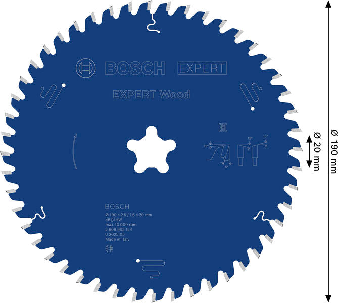 BOSCH EXPERT Wood list kružne testere, 190×2,6/1,6×30 mm, T48 - List kružne testere EX WO T 190xFF-48 (2608902154)-SBT Alati Beograd