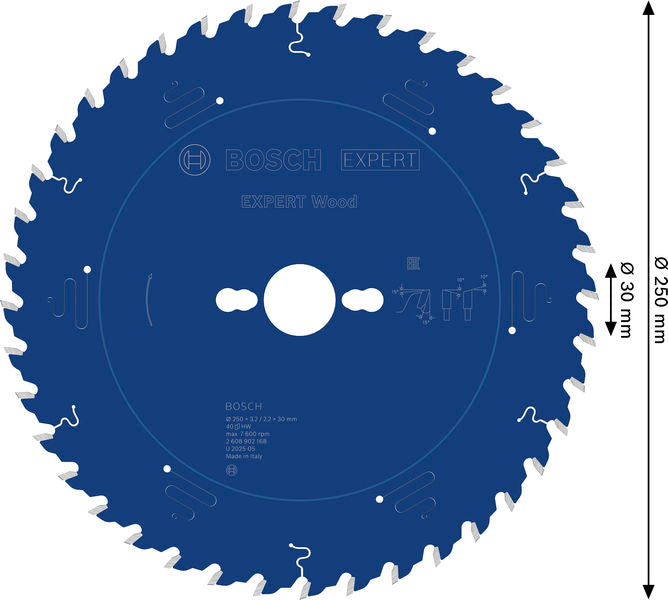 BOSCH EXPERT Wood list kružne testere, 250×3,2/2,2×30 mm, T40 - List kružne testere EX WO T 250x30-40 (2608902168)-SBT Alati Beograd
