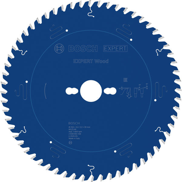 BOSCH EXPERT Wood list kružne testere, 250×3,2/2,2×30 mm, T60 - List kružne testere EX WO T 250x30-60 (2608902169)-SBT Alati Beograd