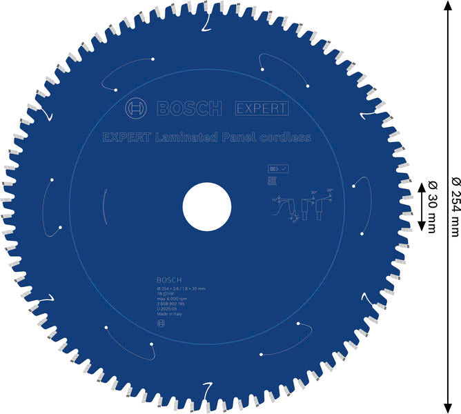 BOSCH EXPERT Laminated Panel cordless list kružne testere, 254×2,6/1,8×30 mm, T78 - List kružne testere EX CB T 254x30-78 (2608902195)-SBT Alati Beograd