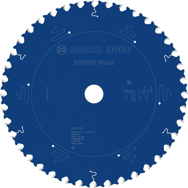BOSCH EXPERT Wood list kružne testere, 254×2,6/1,8×25,4 mm, T40 - List kružne testere EX WO T 254x25.4-40 (2608902241)-SBT Alati Beograd
