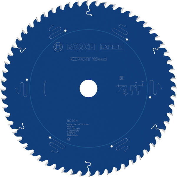 BOSCH EXPERT Wood list kružne testere, 254×2,6/1,8×25,4 mm, T60 - List kružne testere EX WO T 254x25.4-60 (2608902242)-SBT Alati Beograd