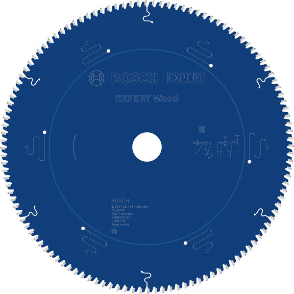 BOSCH EXPERT Wood list kružne testere, 254×2,6/1,8×25,4 mm, T120 - List kružne testere EX WO T 254x25.4-120 (2608902244)-SBT Alati Beograd