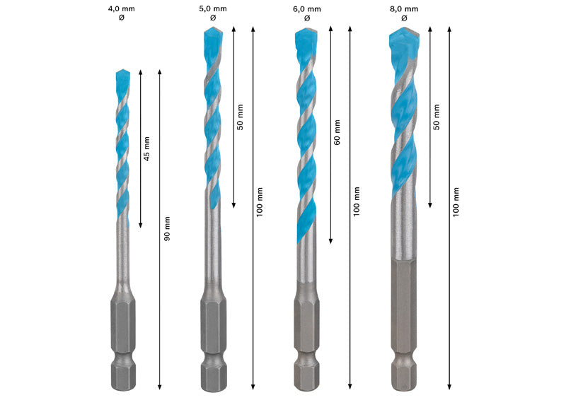 BOSCH EXPERT HEX-9 Multi Construction set burgija, 44×5×90; 5×50×100; 6×60×100; 8×50×100 mm, 4 dela - EXPERT HEX-9 MultiC burgije set 4/5/6/8 (2608902368)-SBT Alati Beograd