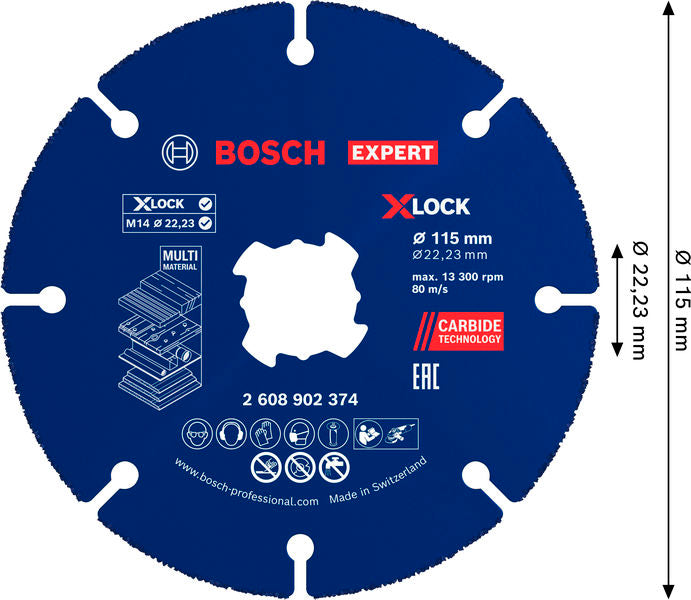 BOSCH EXPERT Multi Material Carbide rezna ploča, 115 x 22,23 mm, X-Lock - Ploča za razdvajanje RBE X-LOCK CMW Ø11 (2608902374)-SBT Alati Beograd