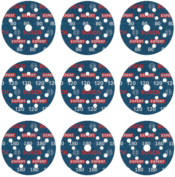 BOSCH EXPERT O780 set brusnih ploča sa folijom, 125 mm, G80 (3×); G120 (3×); G180 (3×), 9 kom. - (2608902407)-SBT Alati Beograd
