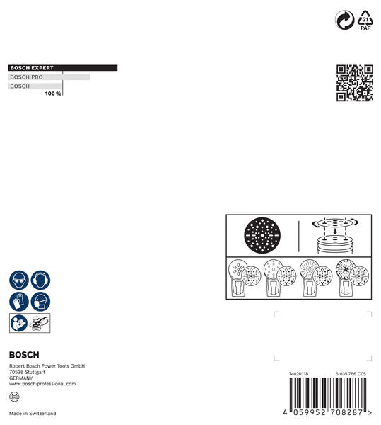 BOSCH EXPERT O780 brusni disk sa folijom, 150 mm, G60 - (2608902430)-SBT Alati Beograd