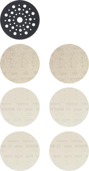 BOSCH EXPERT M480 brusna mreža za ekscentar brusilice, 125 mm, G2×80/2×120/2×180, zaštita za nosač, 7 komada -   (2608902480)