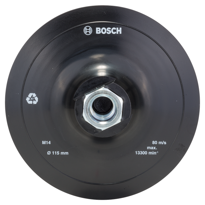 BOSCH Gumena brusna ploča za ugaone brusilice, sistem pričvršćivanja čičak trakom, 115 mm - Tanjir sa čičak prihvatom 115 mm 1 kom (2609256271)-SBT Alati Beograd