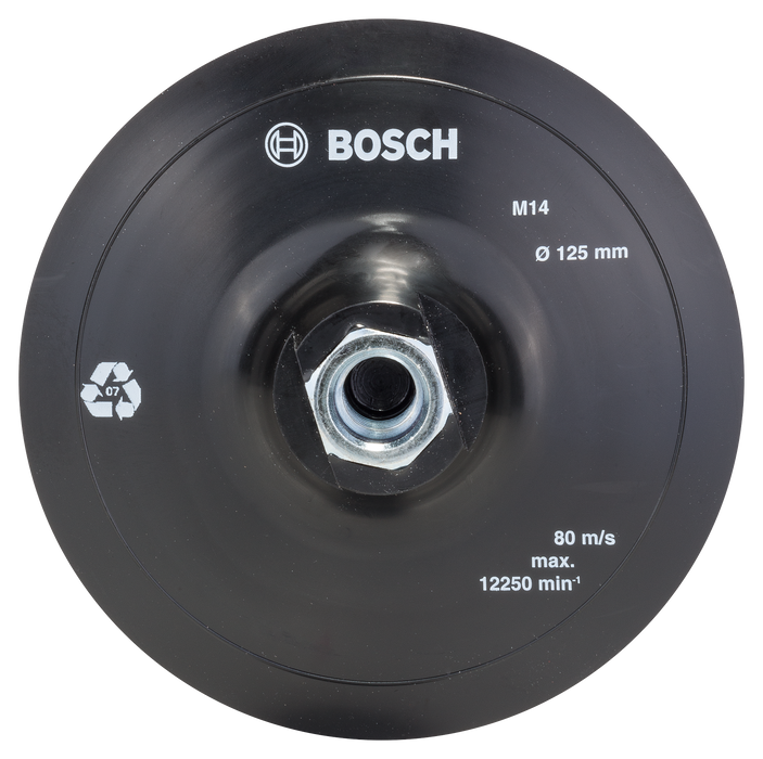 BOSCH Gumena brusna ploča za ugaone brusilice, sistem pričvršćivanja čičak trakom, 125 mm - Tanjir sa čičak prihvatom 125 mm 1 kom (2609256272)-SBT Alati Beograd